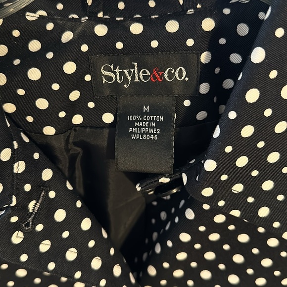 Size Medium Style & Co. black and white polka dot coat. - Picture 2 of 5